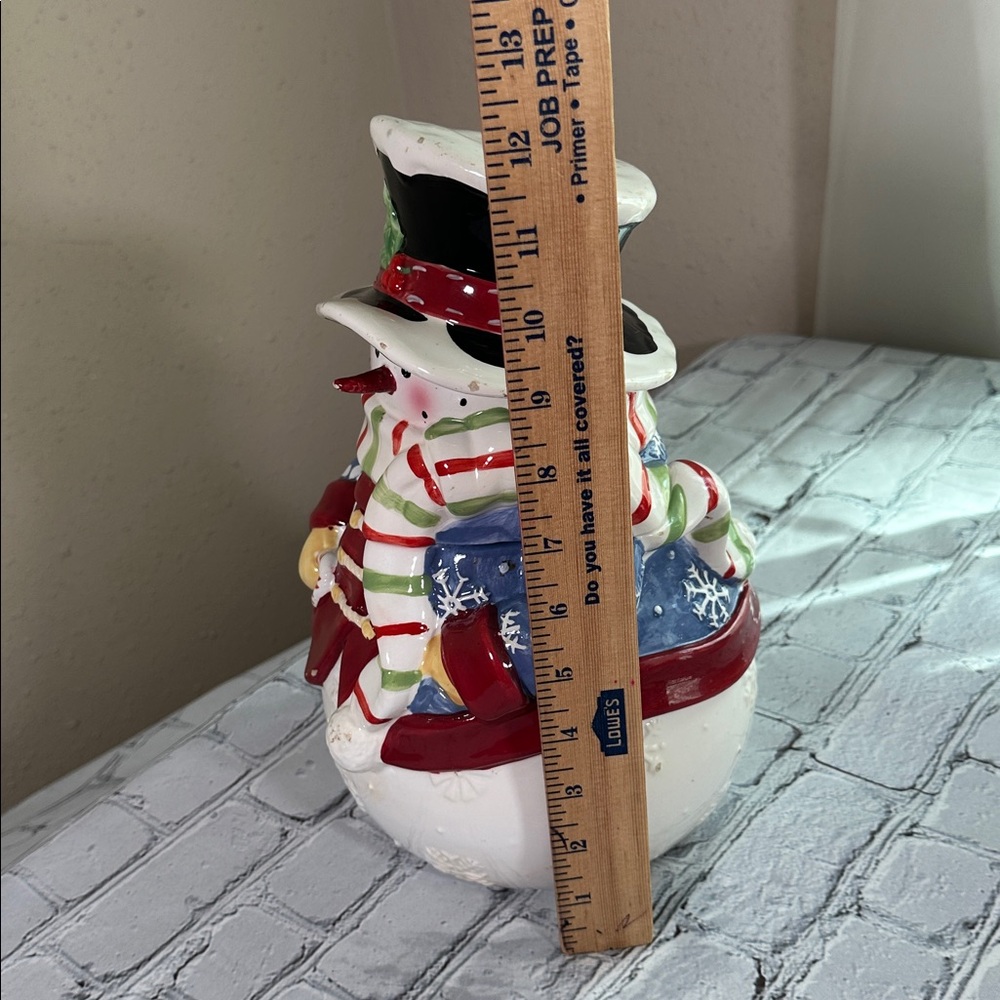 Vintage Festive Ceramic Snowman Cookie Jar - Picture 10 of 16
